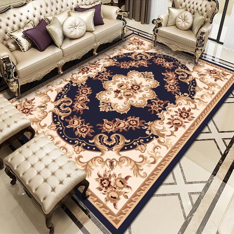 European Style Framed Rug Victorian Floral Print Rug Stain Resistant Carpet for Home Decoration