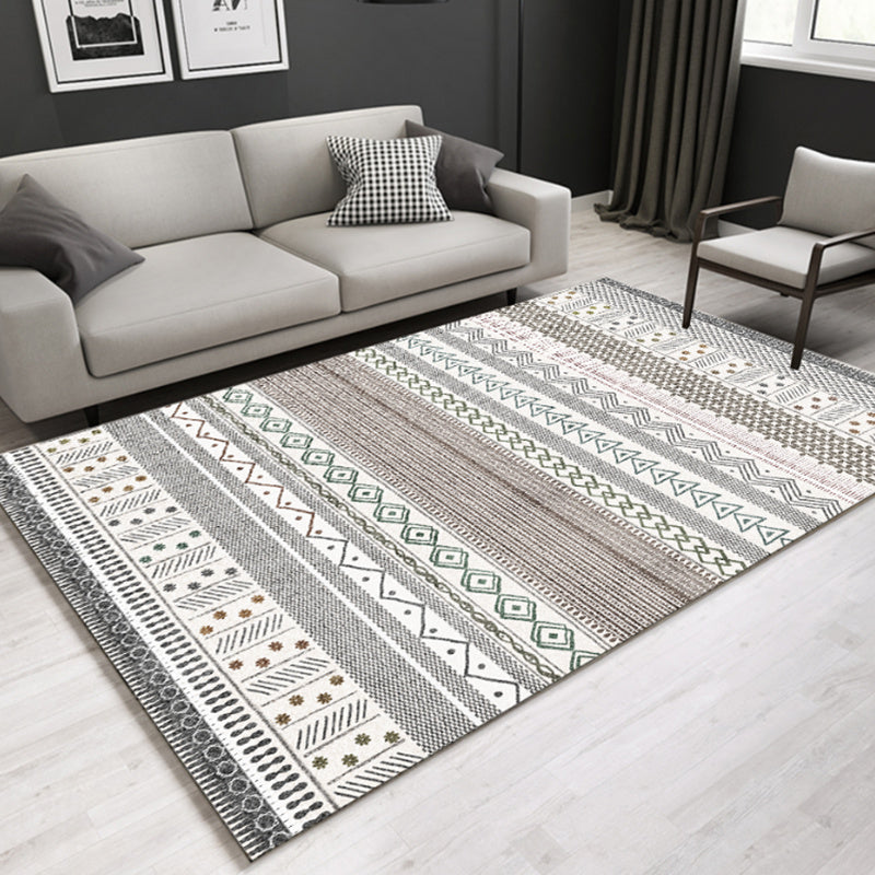 Boho-Chic Striped Rug Classical Reclaimed Area Rug Stain Resistant Area Carpet for Home Decoration