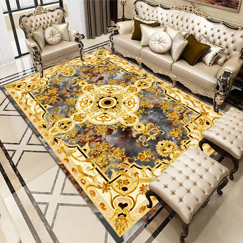 Modern Flower Print Rug Marble Surface Area Carpet Friendly Washable Carpet for Home Decoration