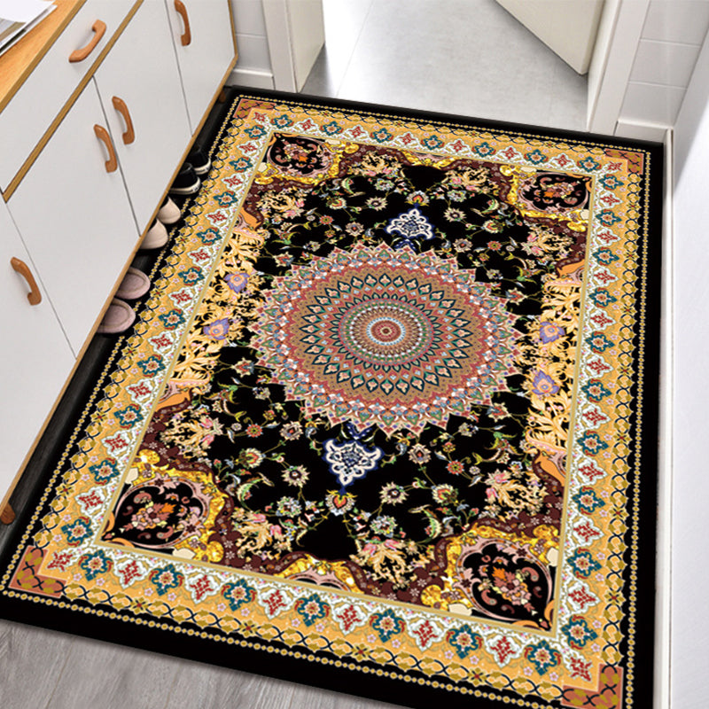 Vintage Symmetry Print Area Rug Polyester Tapijt Non-Slip Backing Indoor Tapijt voor de woonkamer