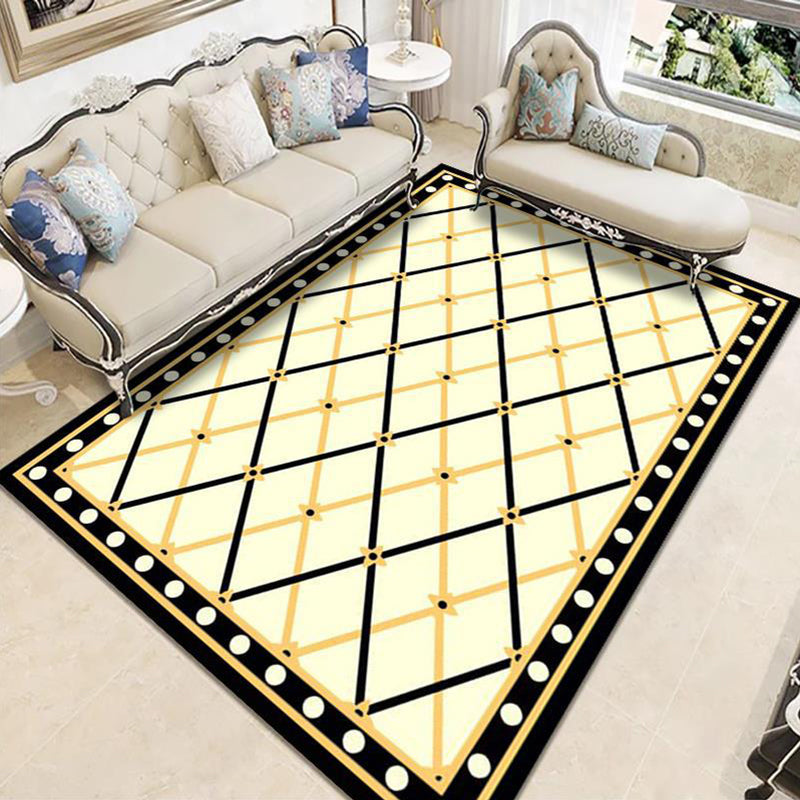 Yellow Modern Area Rug Polyester Area Carpet Anti-Slip Backing Rug for Home Decoration