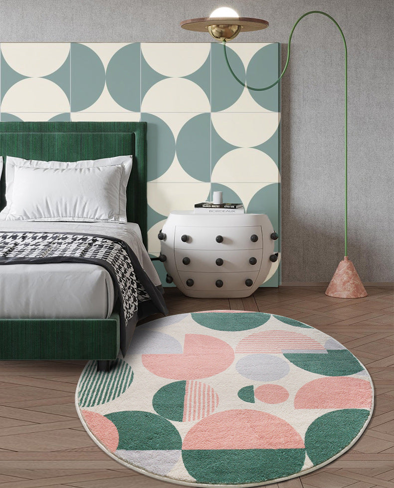 Contemporary Geometric Rug Green Polyester Indoor Carpet Washable Area Rug for Home Decor