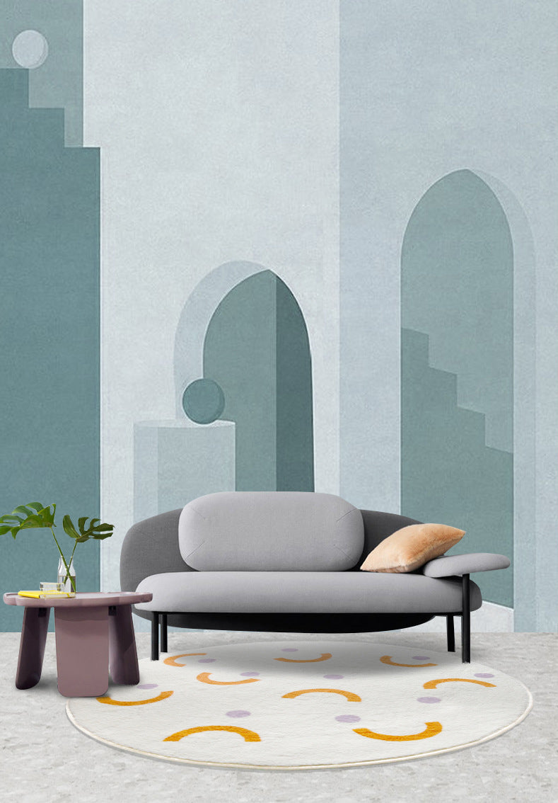 Contemporary Geometric Rug Green Polyester Indoor Carpet Washable Area Rug for Home Decor