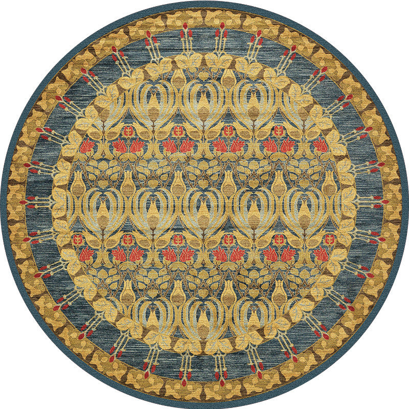 Blue Shabby Chic Area Rug Polyester Tribal Pattern Area Carpet Easy Care Rug for Home Decor