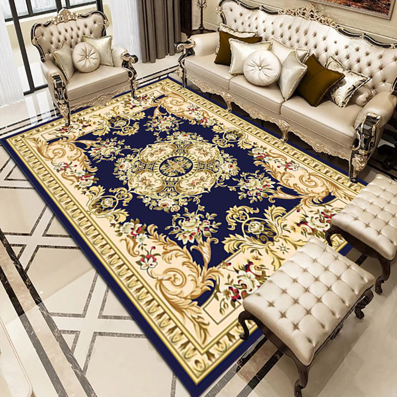 Funky Flower Print Rug European Style Carpet Polyester Stain Resistant Area Rug for Living Room