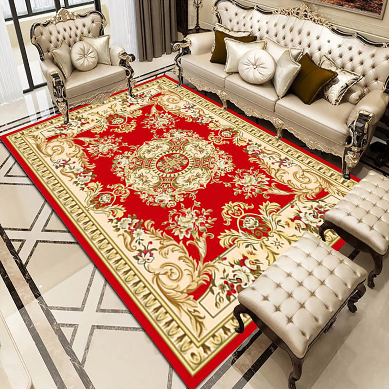 Funky Flower Print Rug European Style Carpet Polyester Stain Resistant Area Rug for Living Room