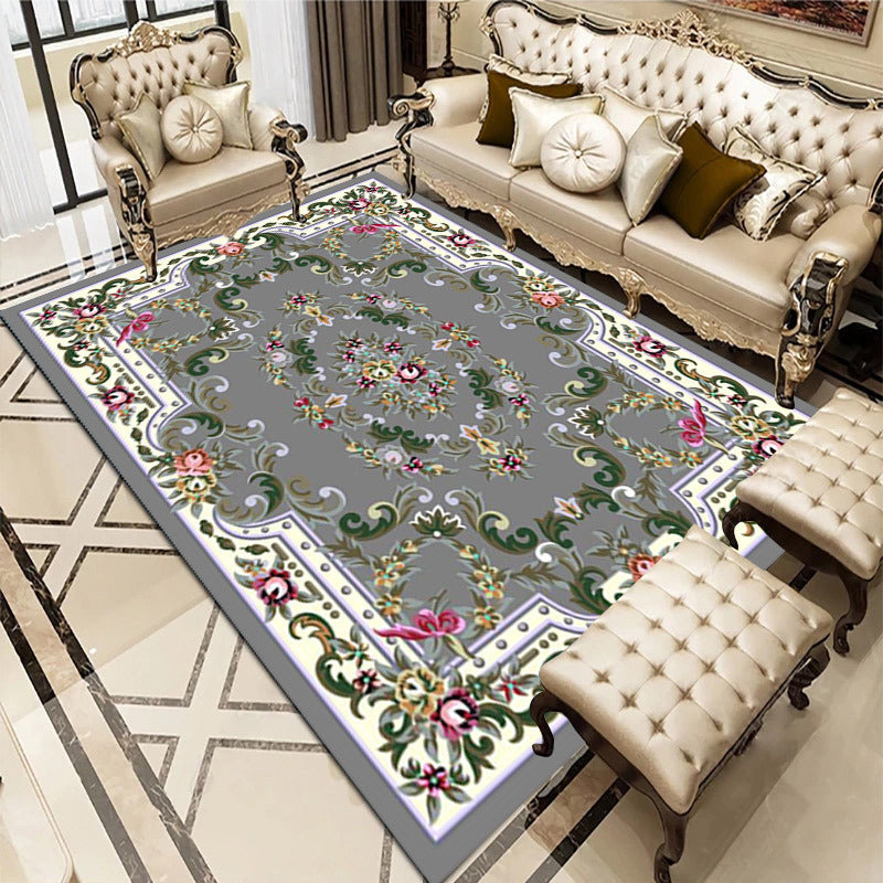 European Style Carpet Flower Printed Indoor Rug Polyester Stain Resistant Carpet for Living Room