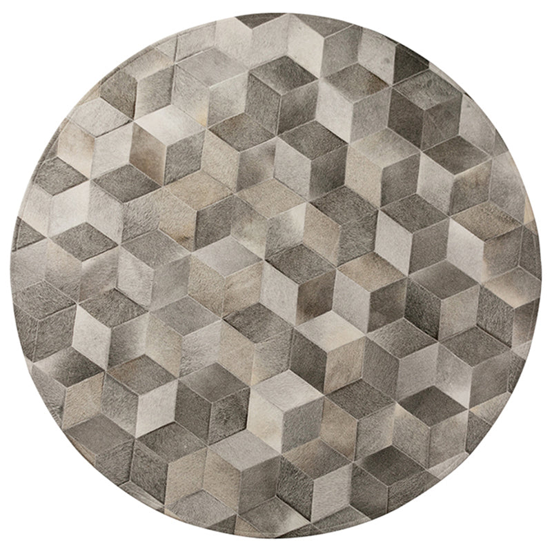 Fancy Pink Geometric Pattern Area Rug Cowhide Area Carpet Anti-Slip Washable Rug for Living Room
