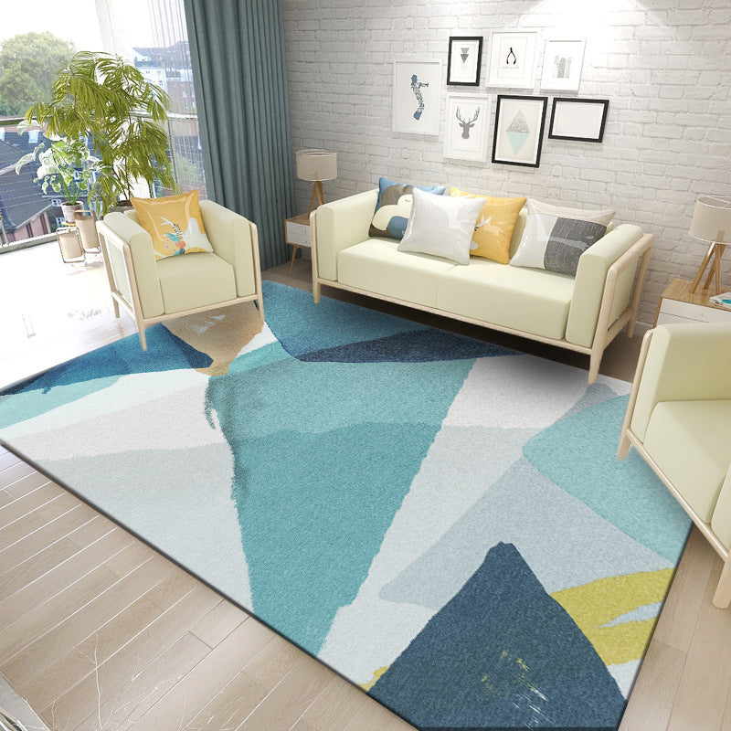 Modern Geometric Indoor Rug Patchwork Simplicity Area Rug Polyester Anti-Slip Carpet for Living Room