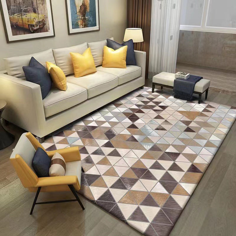 Blue Casual Indoor Rug Polyester Geometric Carpet Anti-Split Backing Rug for Living Room