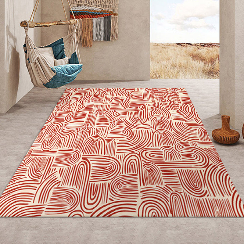 Mid-Century Geometry Pattern Rug Polyester Carpet Stain Resistant Area Rug for Home Decoration