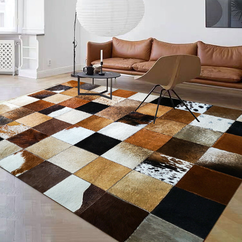 Western Panel Design Carpet Cowhide Indoor Rug Non-Slip Backing Area Carpet for Home Decoration