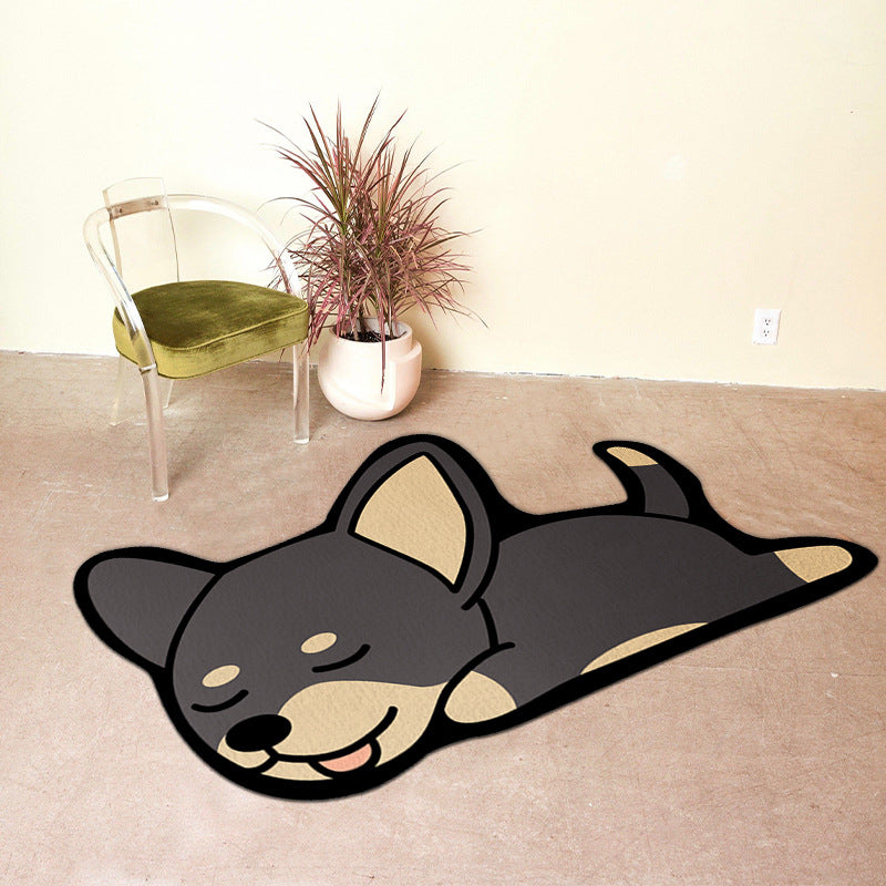 Black Animal Indoor Rug Polyester Casual Carpet Washable Area Rug for Living Room