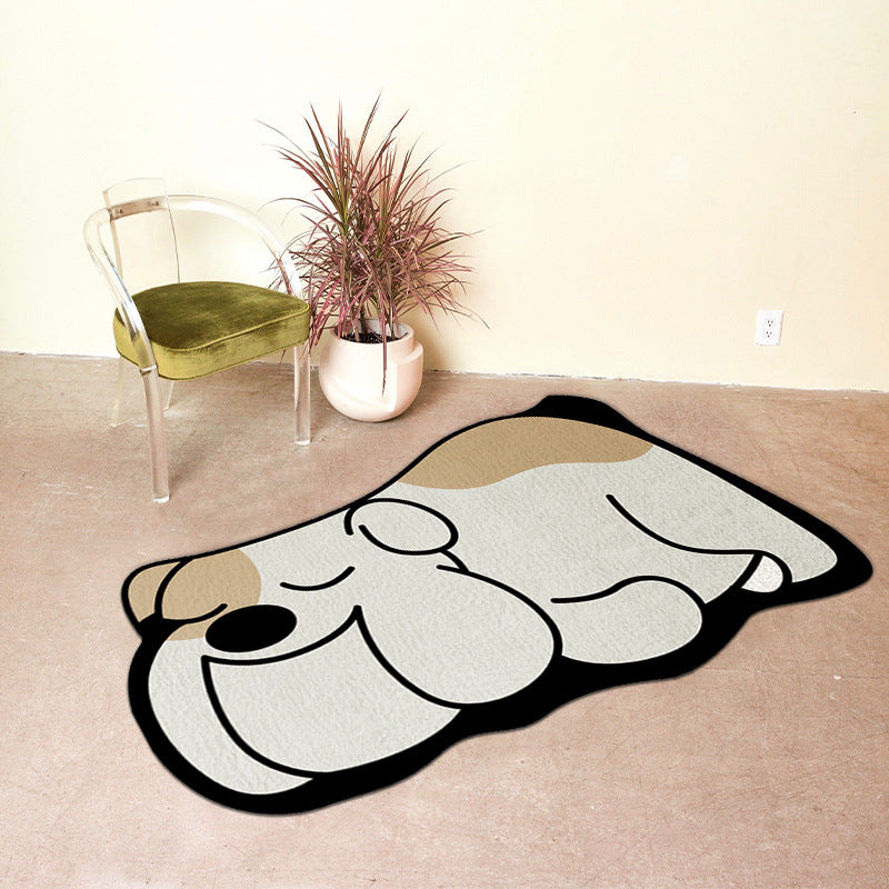 Black Animal Indoor Rug Polyester Casual Carpet Washable Area Rug for Living Room