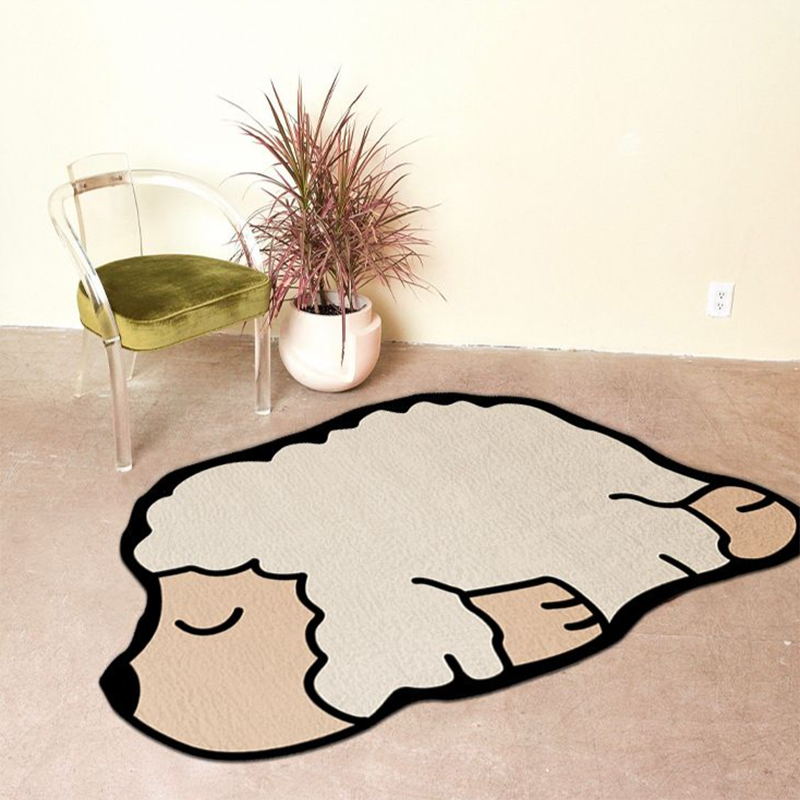 Orange Indoor Room Carpet Casual Animal Area Carpet Polyester Anti-Split Backing Rug