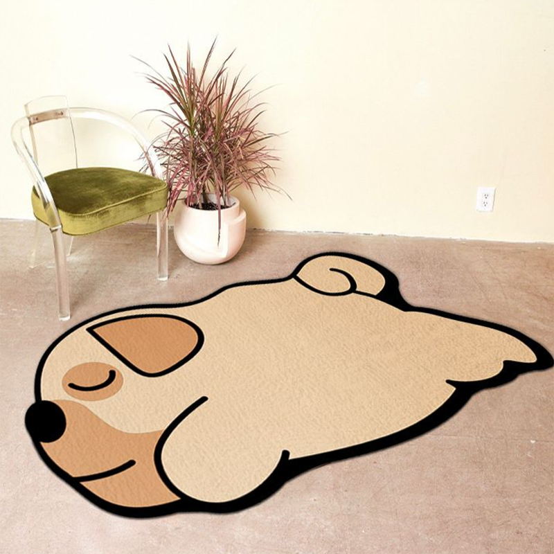 Orange Indoor Room Carpet Casual Animal Area Carpet Polyester Anti-Split Backing Rug