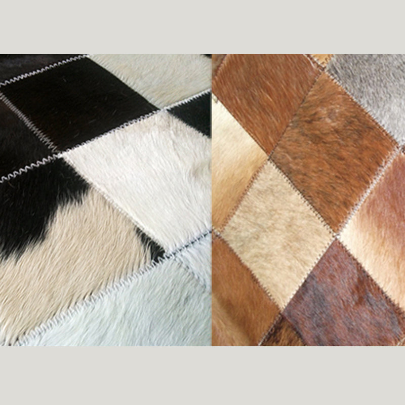 Minimalist Indoor Rug Geometry Pattern Rug Cowhide Stain Resistant Area Rug for Living Room