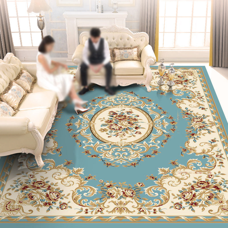 Gorgeous European Rug Classic Flower Print Carpet Polyester Stain Resistant Rug for Home Decor