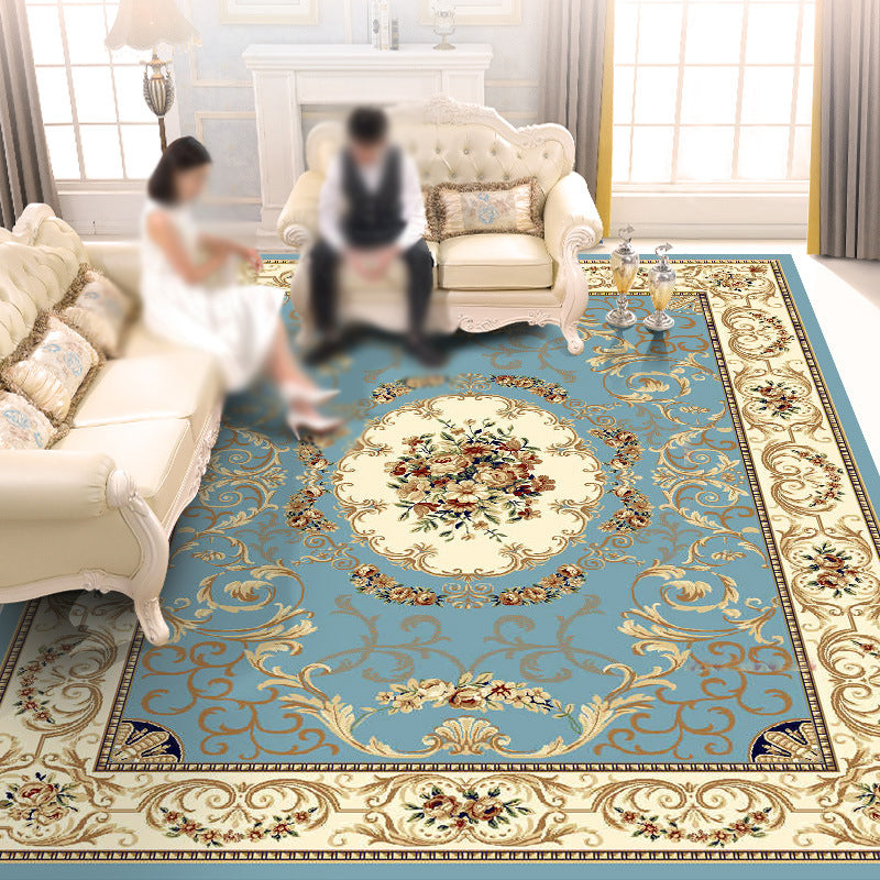Gorgeous European Rug Classic Flower Print Carpet Polyester Stain Resistant Rug for Home Decor