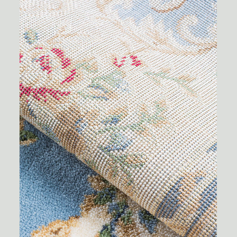 Gorgeous European Rug Classic Flower Print Carpet Polyester Stain Resistant Rug for Home Decor