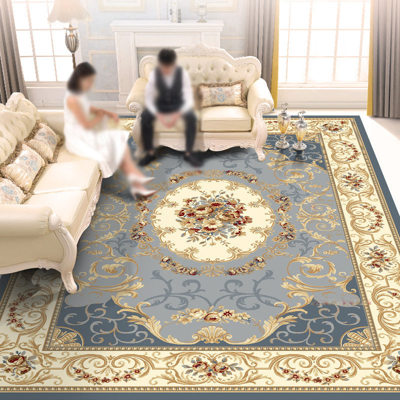 Gorgeous European Rug Classic Flower Print Carpet Polyester Stain Resistant Rug for Home Decor