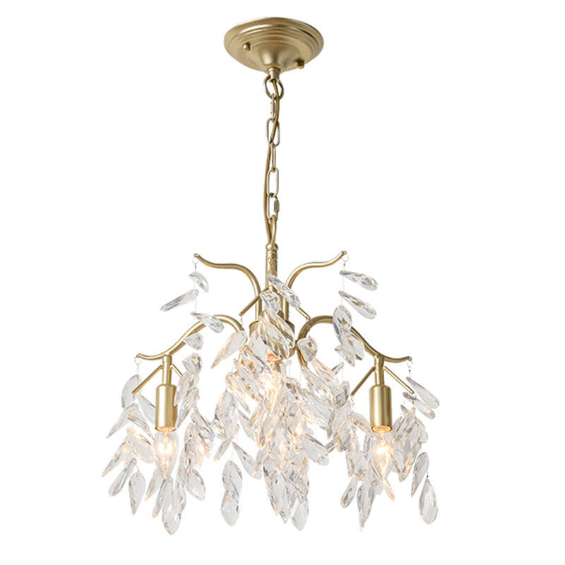 Branches Suspended Lighting Fixture Rustic Crystal Living Room Chandelier Pendant Light