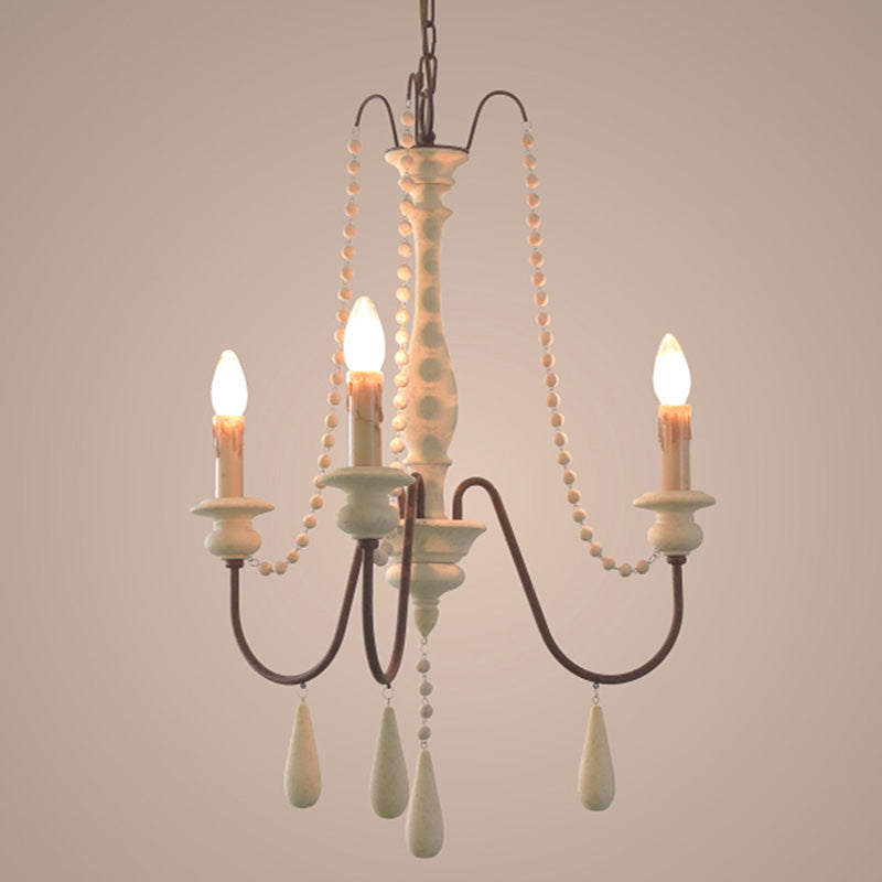 Candlestick Chandelier French Country Wooden Dining Room Hanging Light Fixture