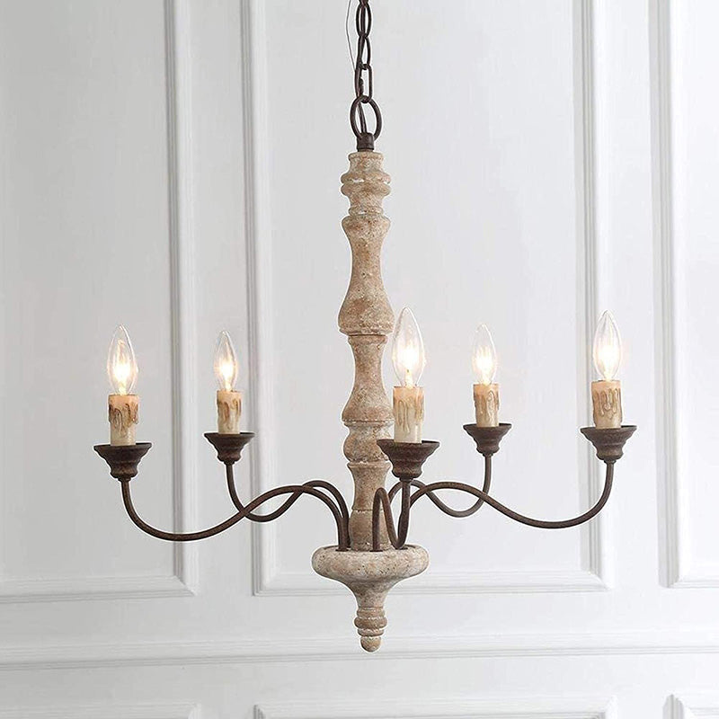 Chandelier de bougie blanche en détresse Style country françai