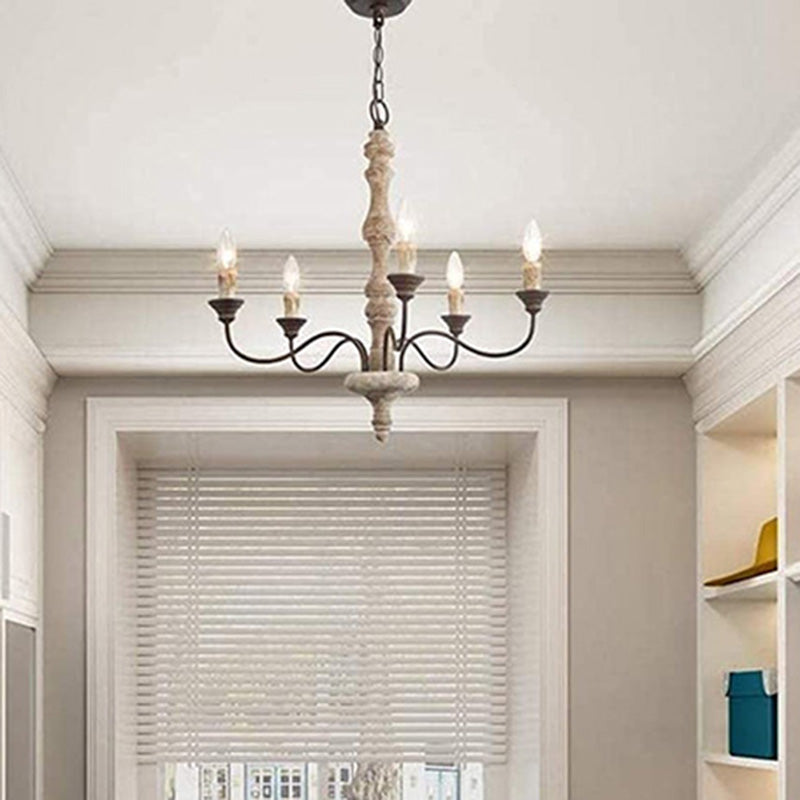 Chandelier de bougie blanche en détresse Style country françai