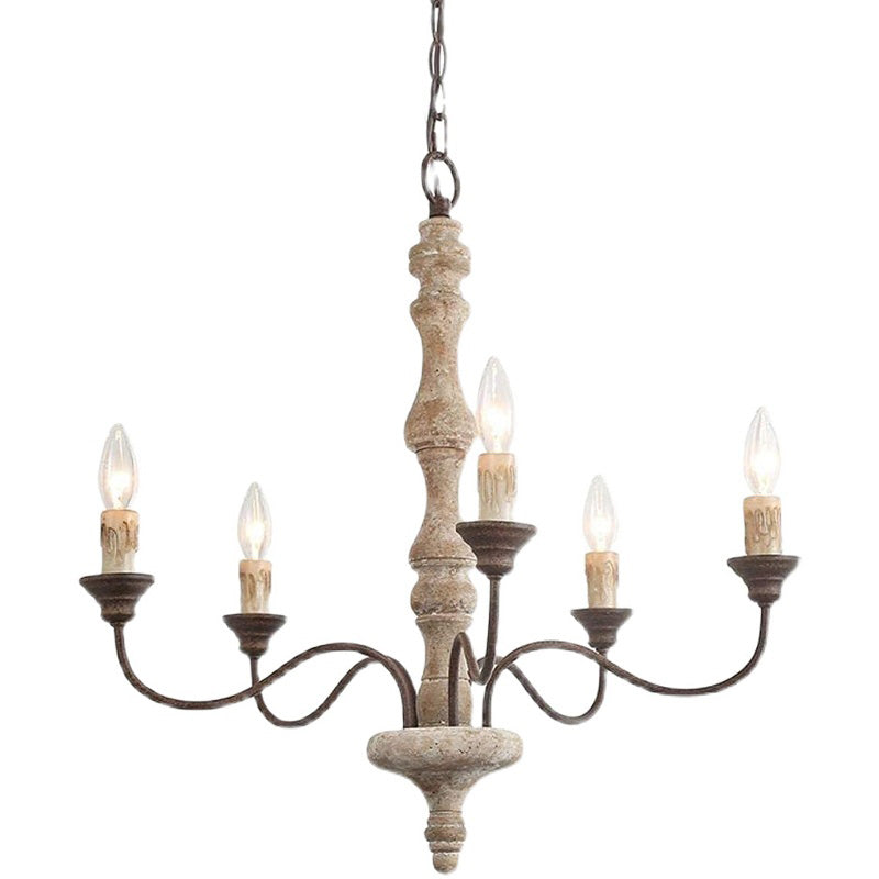 Chandelier de bougie blanche en détresse Style country françai