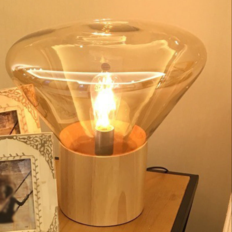 Lámpara de mesa de cono de simplicidad ultramoderna lámpara de vidrio transparente para el dormitorio