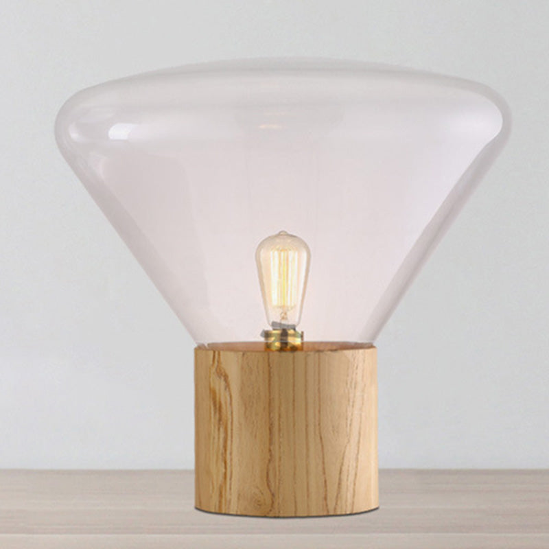 Lámpara de mesa de cono de simplicidad ultramoderna lámpara de vidrio transparente para el dormitorio