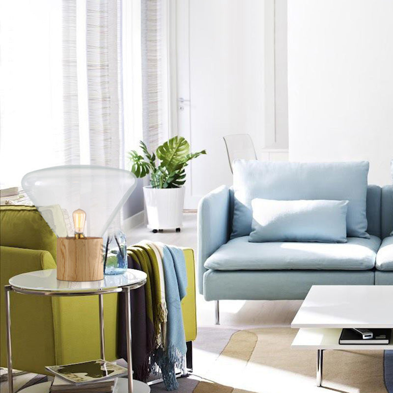 Lámpara de mesa de cono de simplicidad ultramoderna lámpara de vidrio transparente para el dormitorio