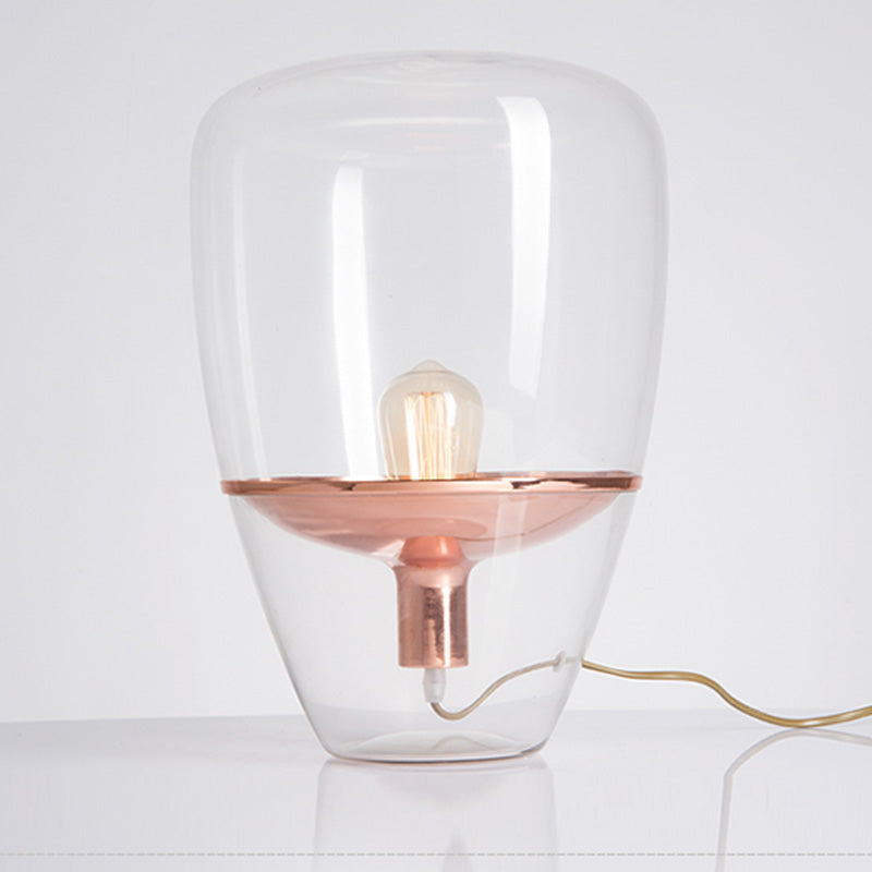 Black Lantern Table Lamp Postmodern 1-Light Ivory Glass Nightstand Light