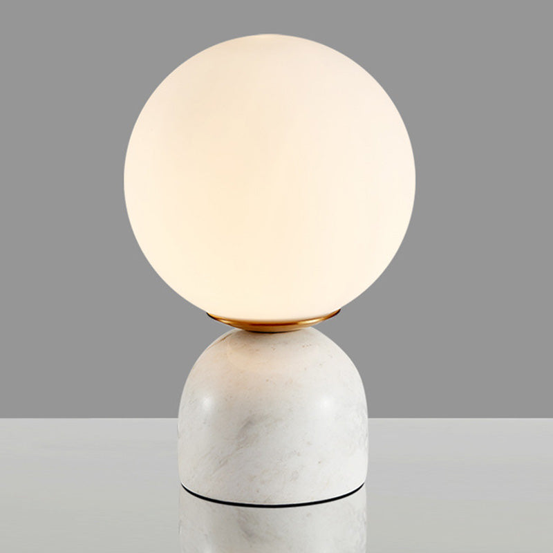 Multicolored Glass Planet Night Lamp Modern 1-Light Table Light with Marble Base