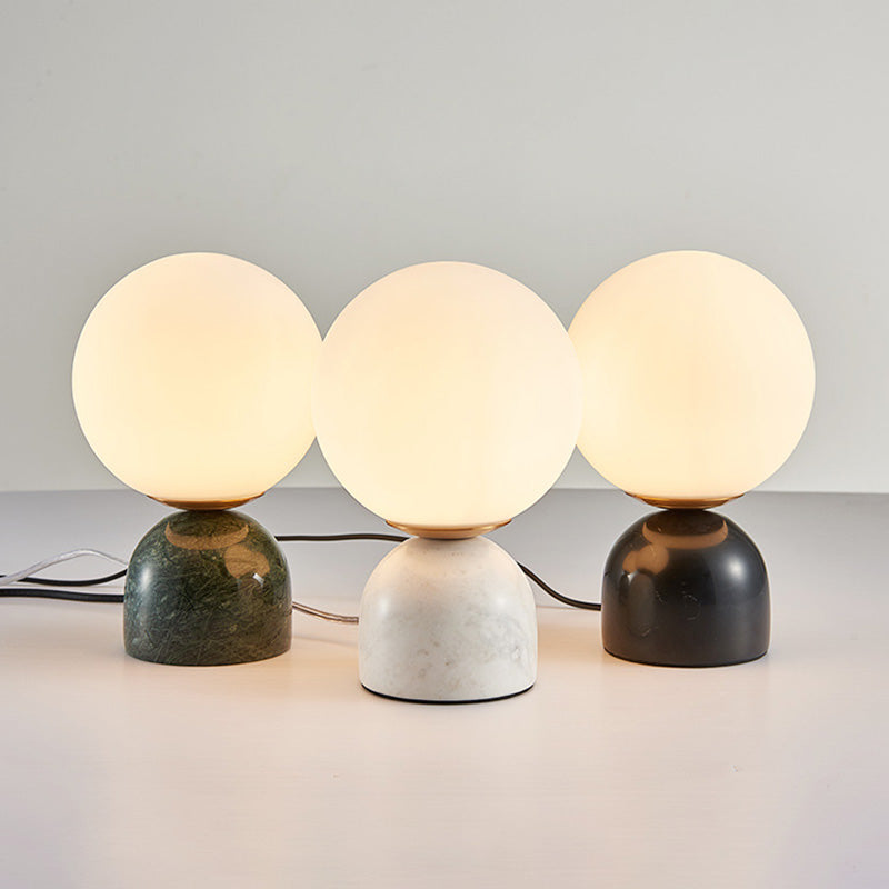 Multicolored Glass Planet Night Lamp Modern 1-Light Table Light with Marble Base