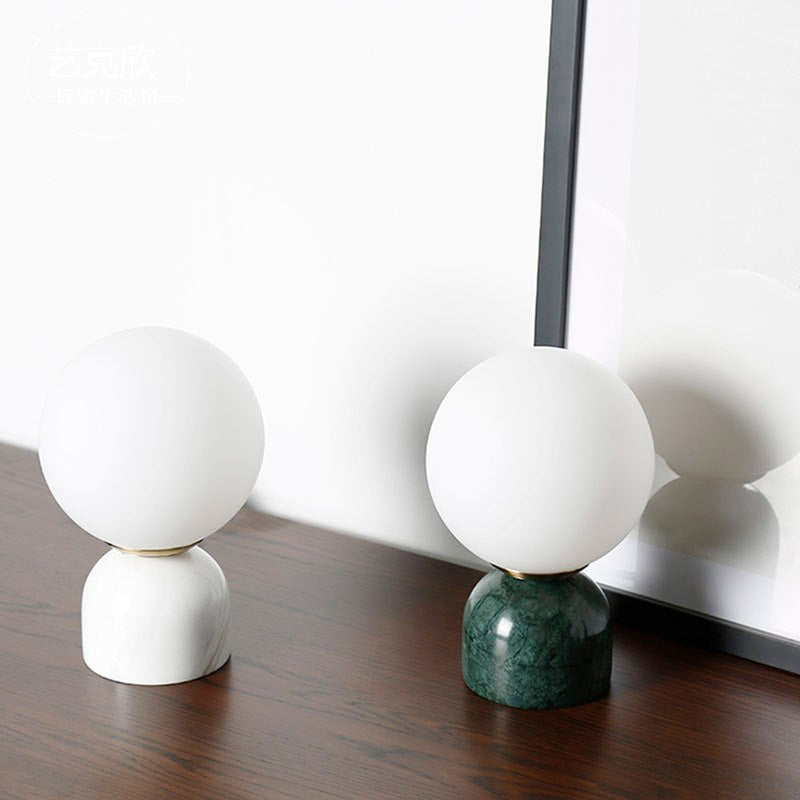 Multicolored Glass Planet Night Lamp Modern 1-Light Table Light with Marble Base