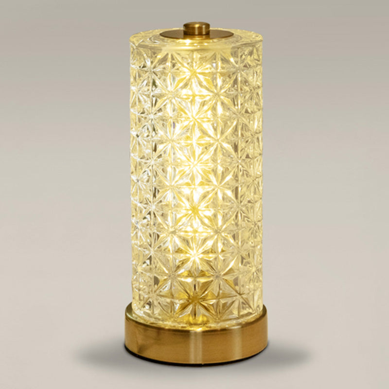 Lampada cilindrica di cristallo cilindrica Night Light Minimalist Gold Led Light per soggiorno