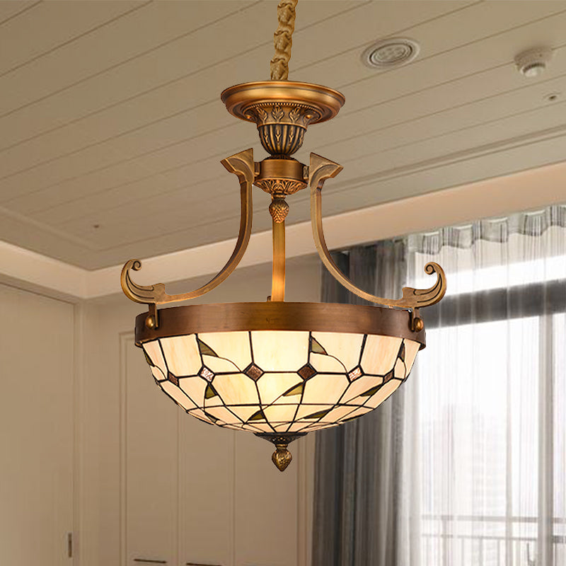 16 "/ 18" W fleur / feuille luminaire luminaire 3 lumières Kit de lampe suspendue victorienne en verre victorien en blanc pour le couloir