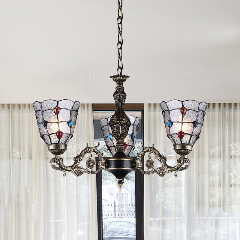 Lustre bijou du lustre léger baroque givré verre 3/6/8 lumières d'éclairage de suspension en bronze