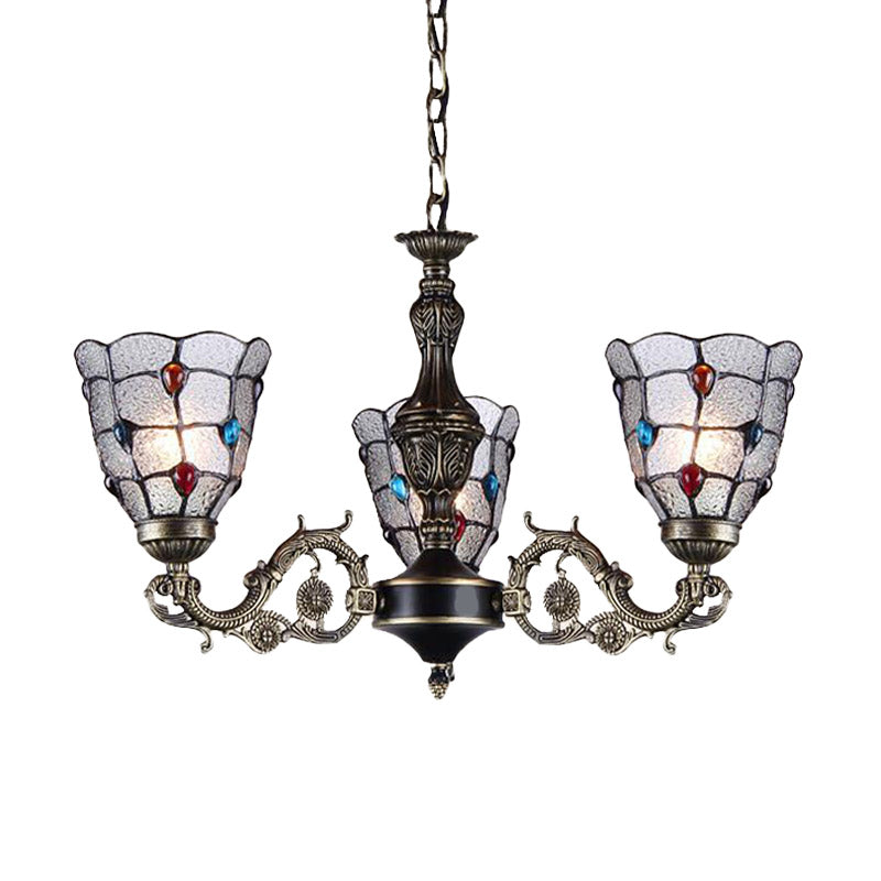 Lustre bijou du lustre léger baroque givré verre 3/6/8 lumières d'éclairage de suspension en bronze