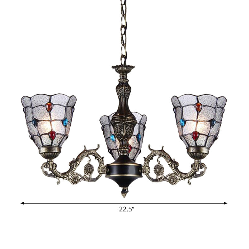 Lustre bijou du lustre léger baroque givré verre 3/6/8 lumières d'éclairage de suspension en bronze