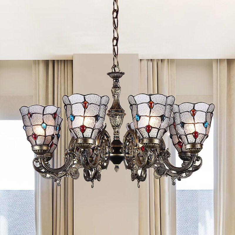 Lustre bijou du lustre léger baroque givré verre 3/6/8 lumières d'éclairage de suspension en bronze