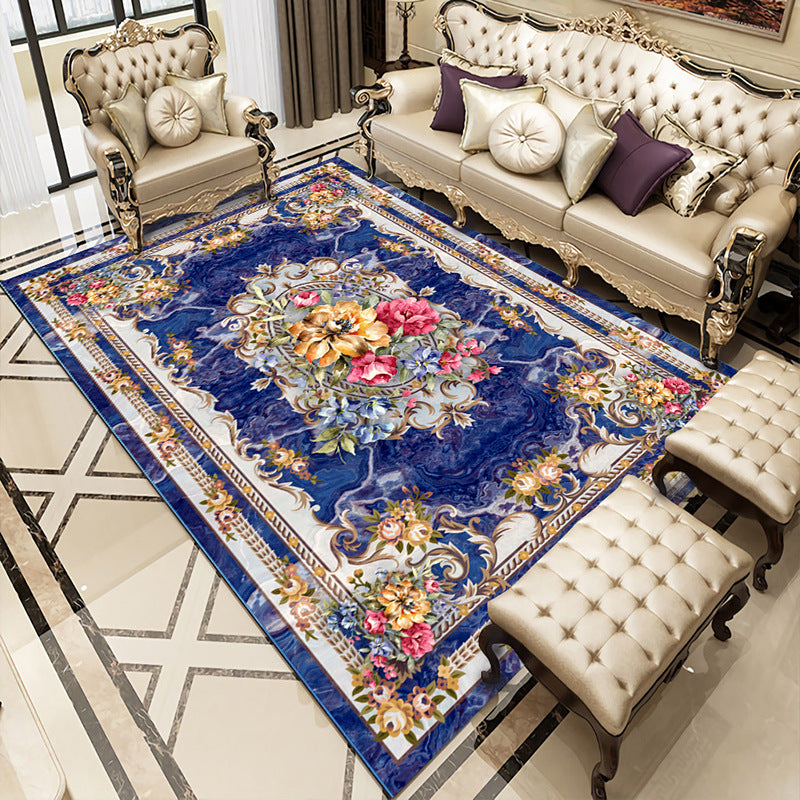 Luxurious Marble Surface Rug Contemporary Polyester Rug Easy Care Washable Carpet for Home Decor