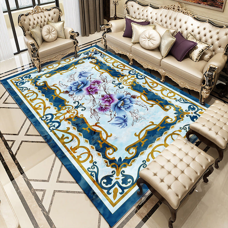 Luxurious Marble Surface Rug Contemporary Polyester Rug Easy Care Washable Carpet for Home Decor
