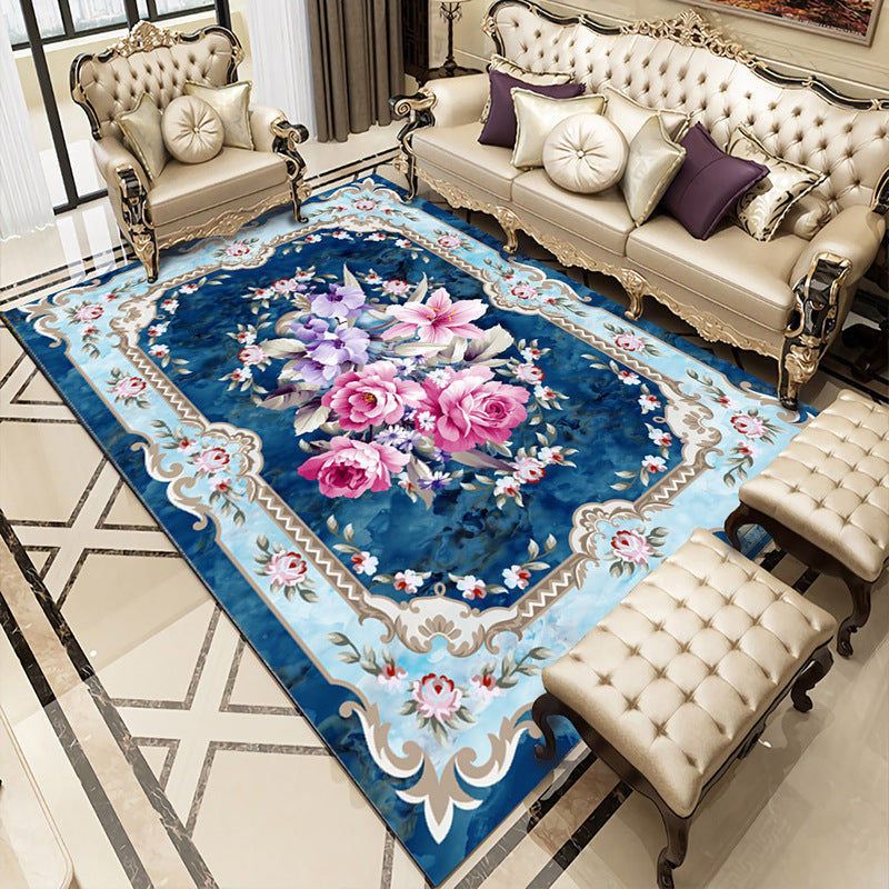 Luxurious Marble Surface Rug Contemporary Polyester Rug Easy Care Washable Carpet for Home Decor