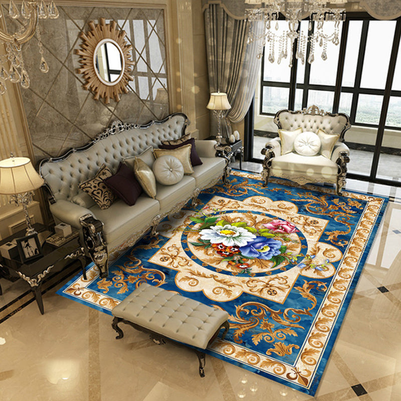 Abstract Marble Print Rug Eclectic European Style Carpet Anti-Slip Backing Carpet for Living Room