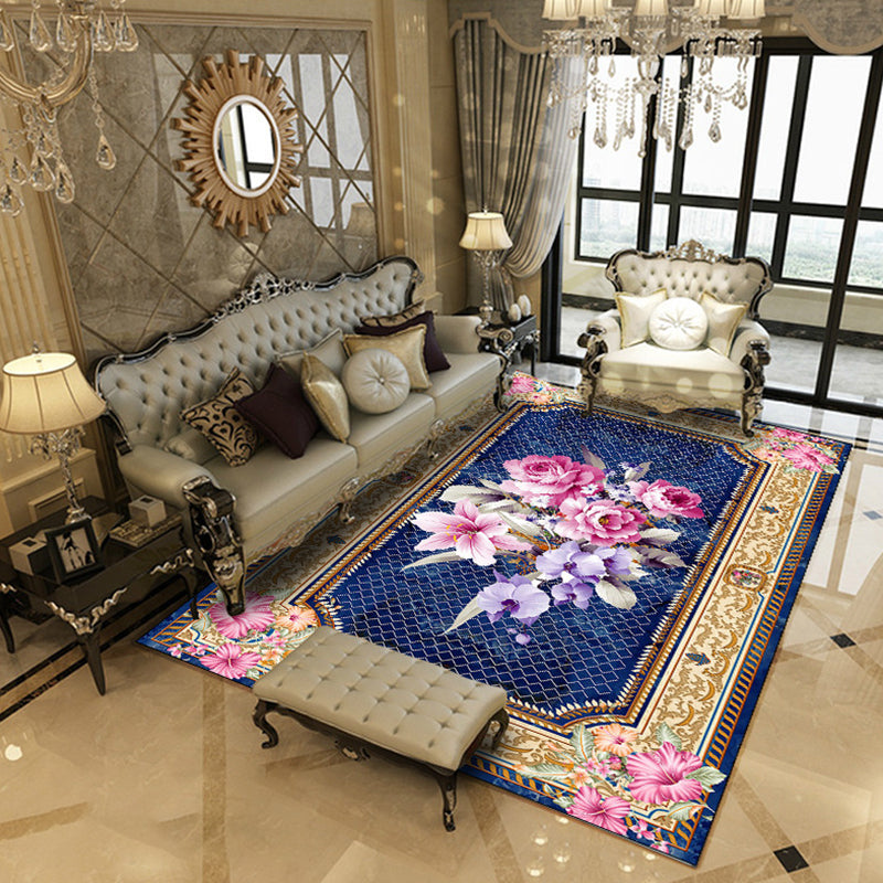 Abstract Marble Print Rug Eclectic European Style Carpet Anti-Slip Backing Carpet for Living Room