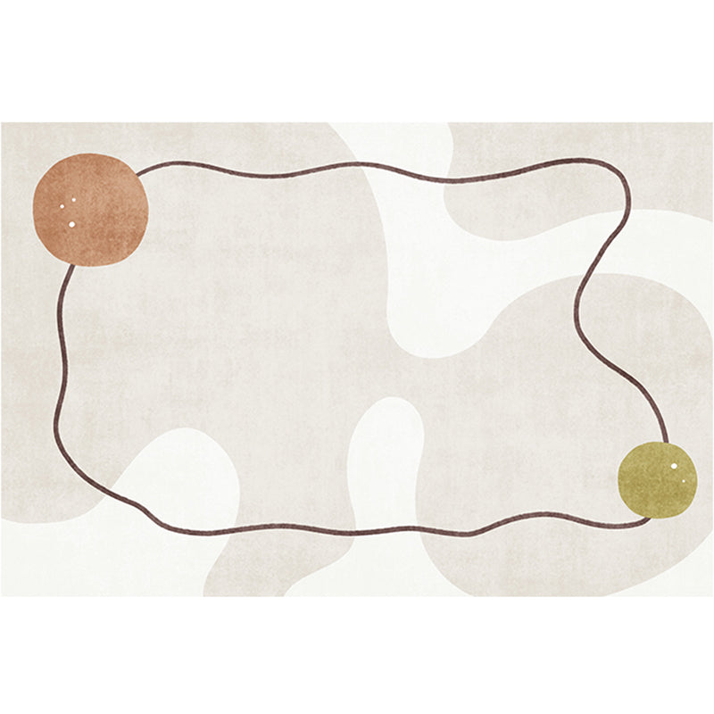 Light Color Modern Area Rug Polyester Abstract Print Carpet Non-Slip Backing Rug for Home Decoration