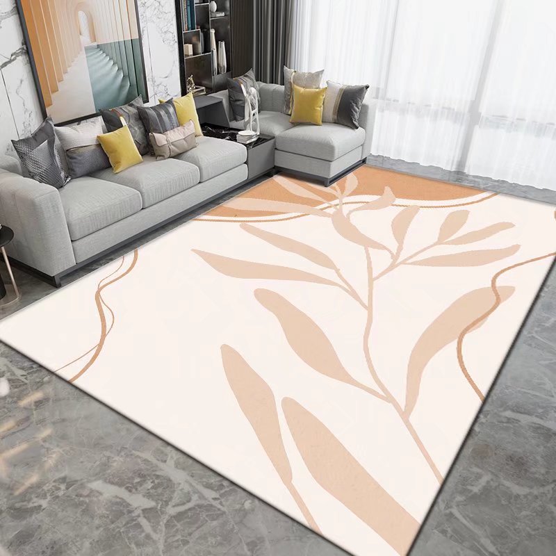 White Tone Bold Area Rug Polyester Abstract Pattern Carpet Non-Slip Backing Rug for Home Decoration